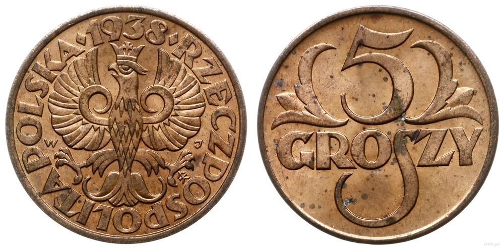 Polska, 5 groszy, 1938