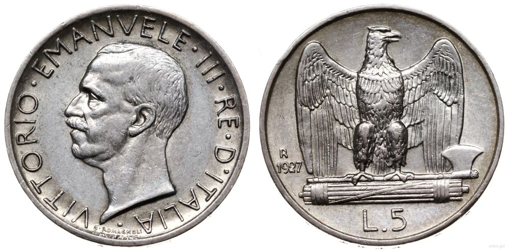 Włochy, 5 lirów, 1927