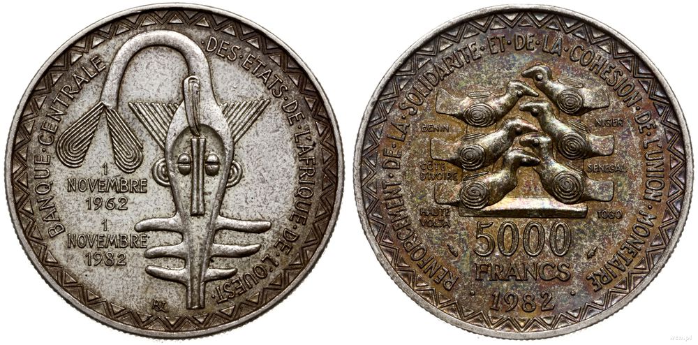 Afryka Zachodnia, 5.000 franków, 1982