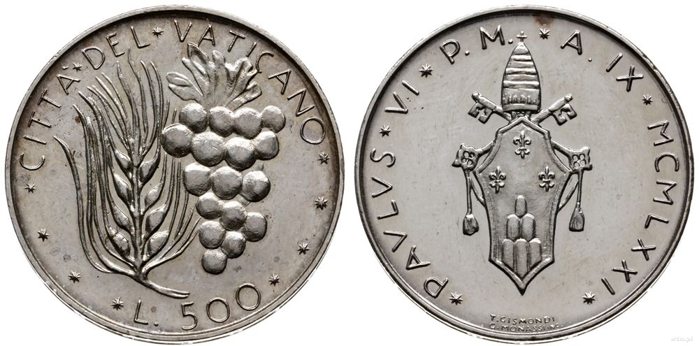 Watykan (Państwo Kościelne), 500 lirów, 1971