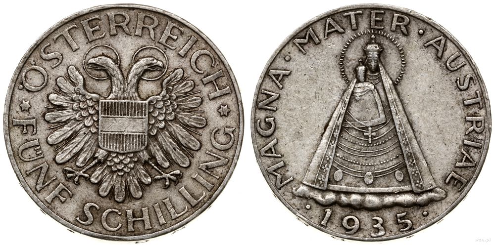Austria, 5 szylingów, 1935