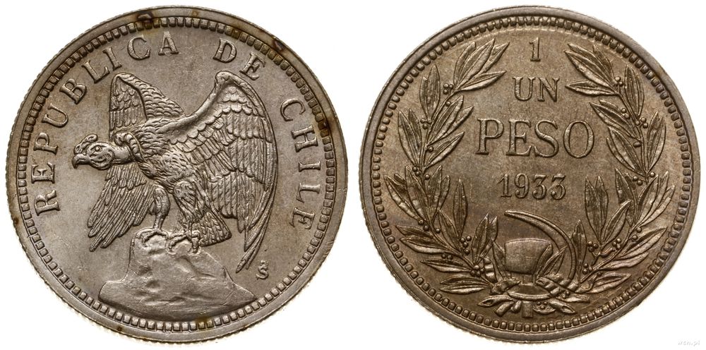 Chile, 1 peso, 1933