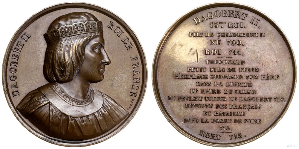 Francja, medal z serii władcy Francji - Dagobert II, 1840
