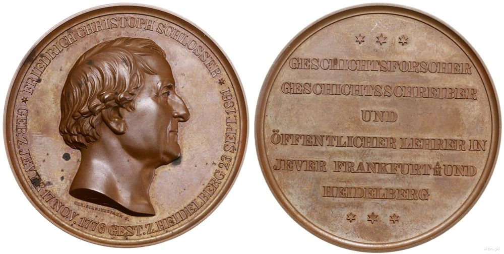 Niemcy, medal na pamiątkę śmierci Friedricha Schlossera, 1861