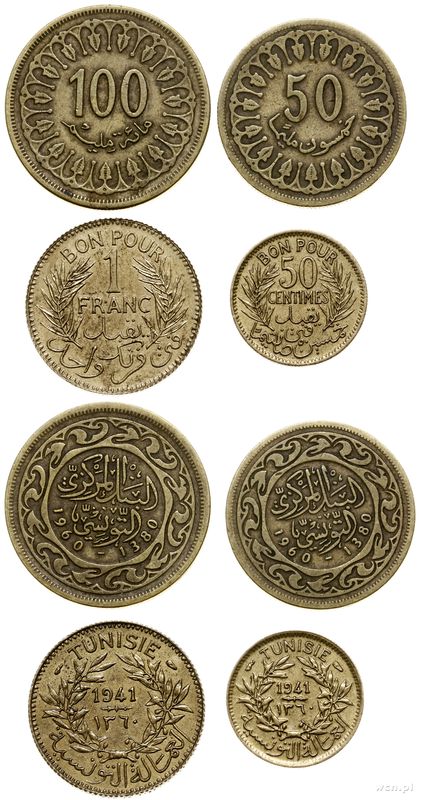 Tunezja, zestaw 4 monet