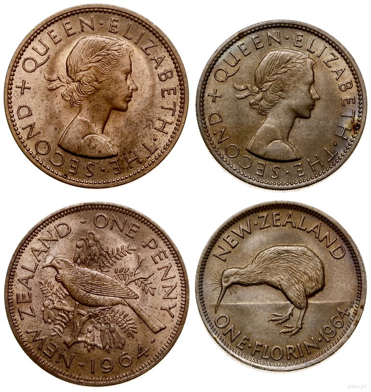 Nowa Zelandia, zestaw 2 monet, 1964