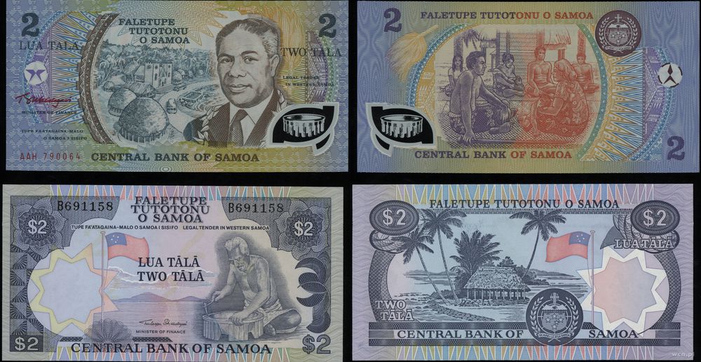 Samoa, zestaw: 2 x 2 tala, 1985 i 1990