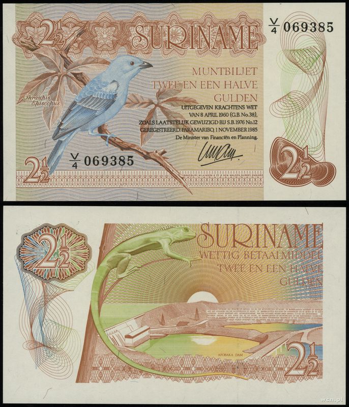 Surinam, 2 1/2 guldena, 1.11.1985