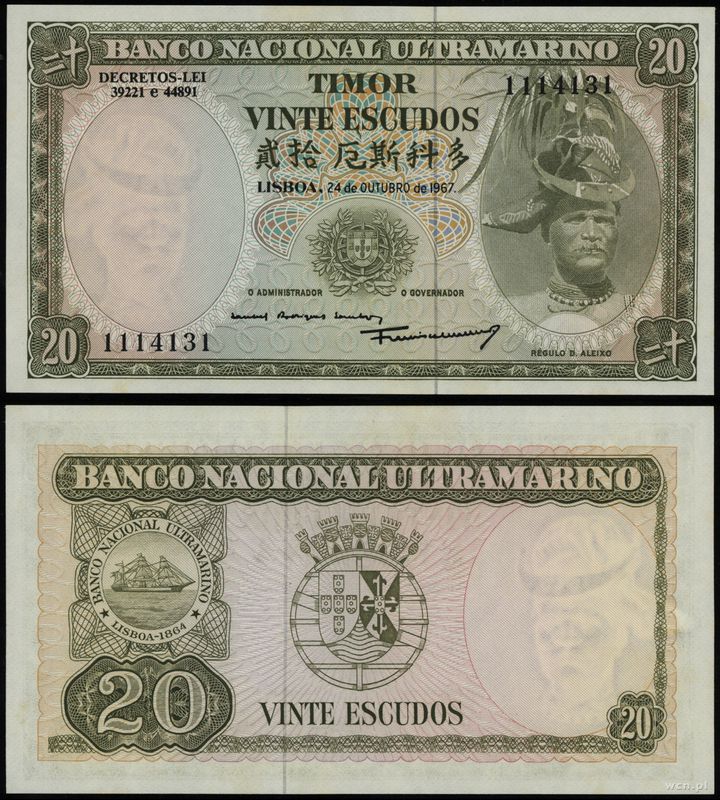 Timor Wschodni, 20 escudos, 24.10.1967