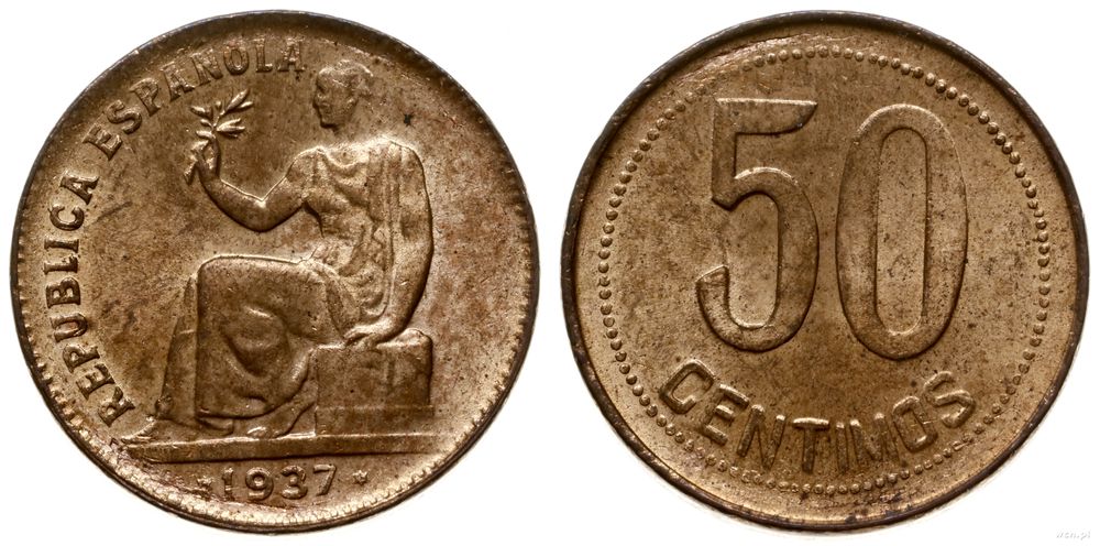 Hiszpania, 50 centymów, 1937