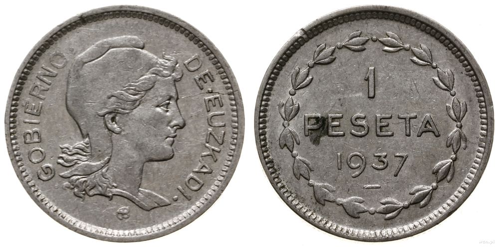 Hiszpania, 1 peseta, 1937