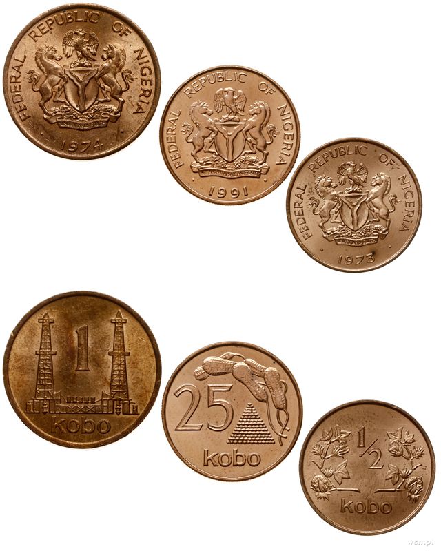 Nigeria, zestaw 3 monet