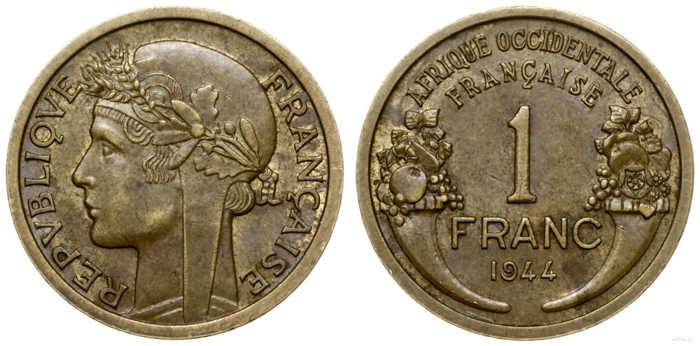 Francuskie kolonie Afryki Zachodniej, 1 frank, 1944