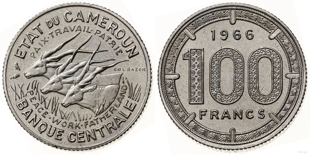 Kamerun, 100 franków, 1966