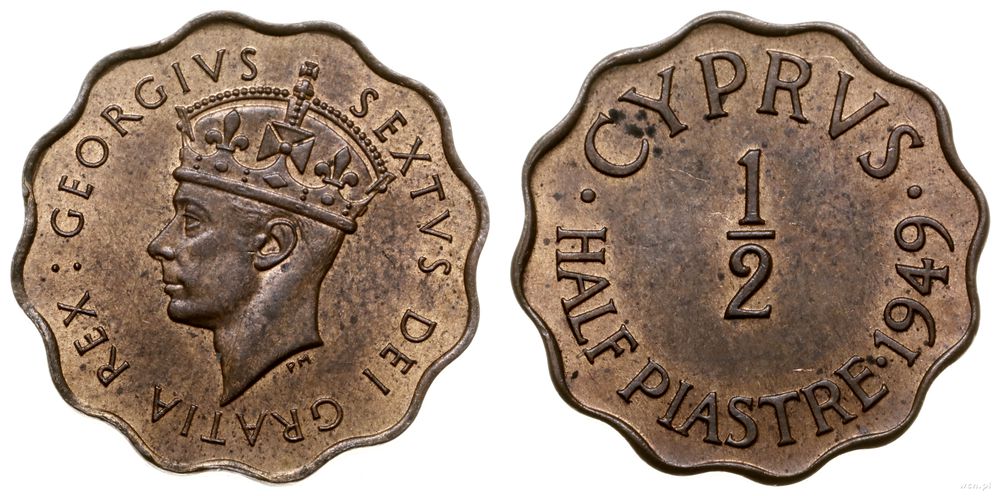 Cypr, 1/2 piastry, 1949