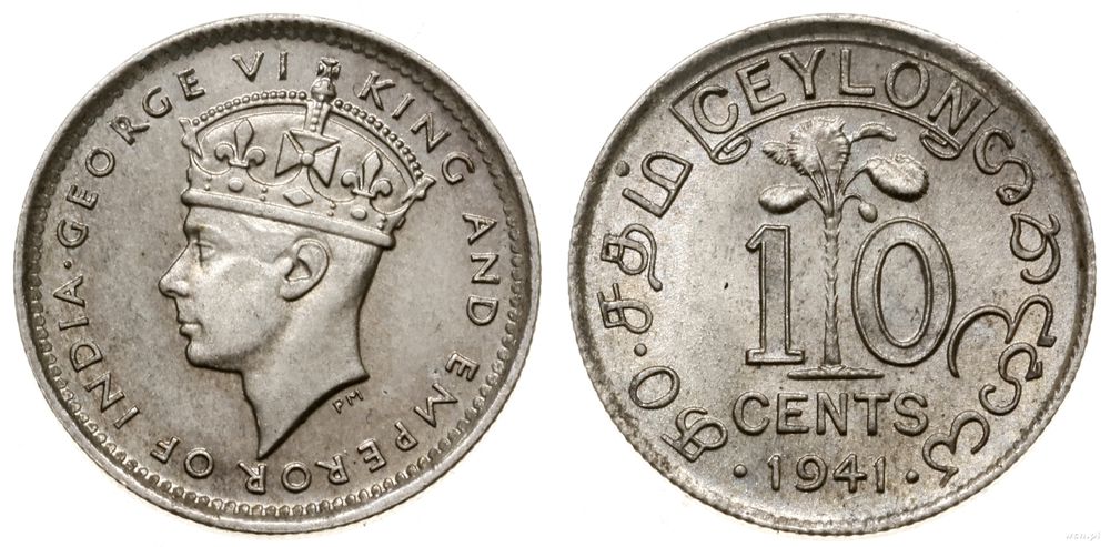 Cejlon (Sri Lanka), 10 centów, 1941