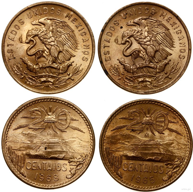 Meksyk, lot 2 x 20 centavos, 1965, 1968