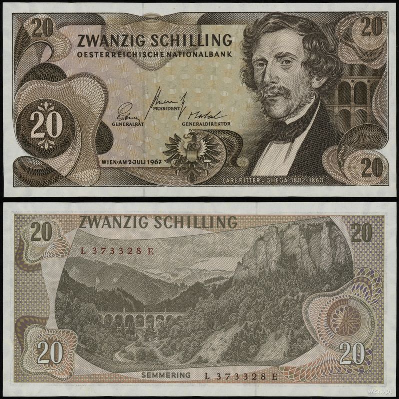 Austria, 20 franków, 02.07.1967