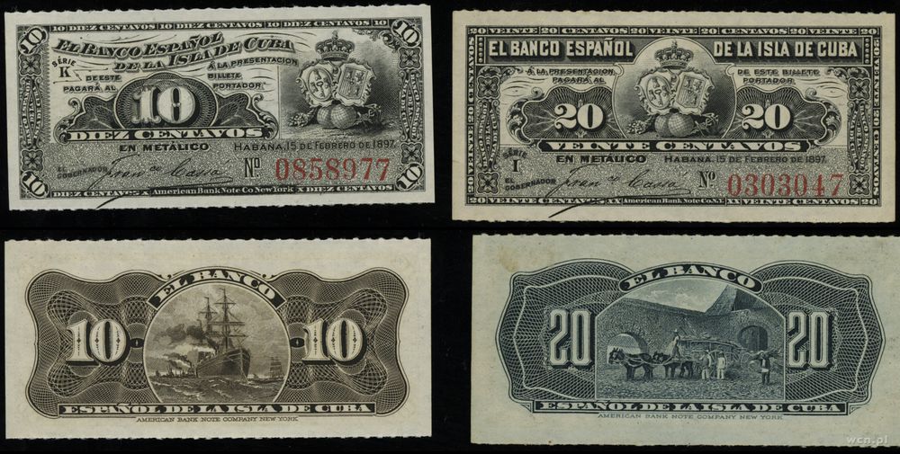 Kuba, zestaw 2 banknotów, 15.02.1897