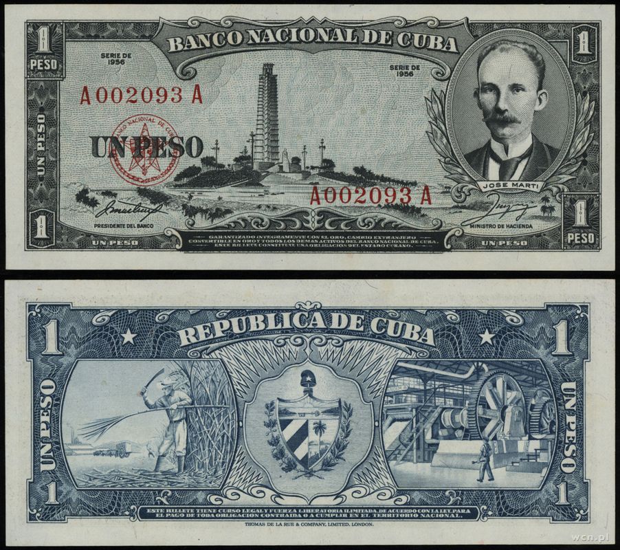 Kuba, 1 peso, 1956