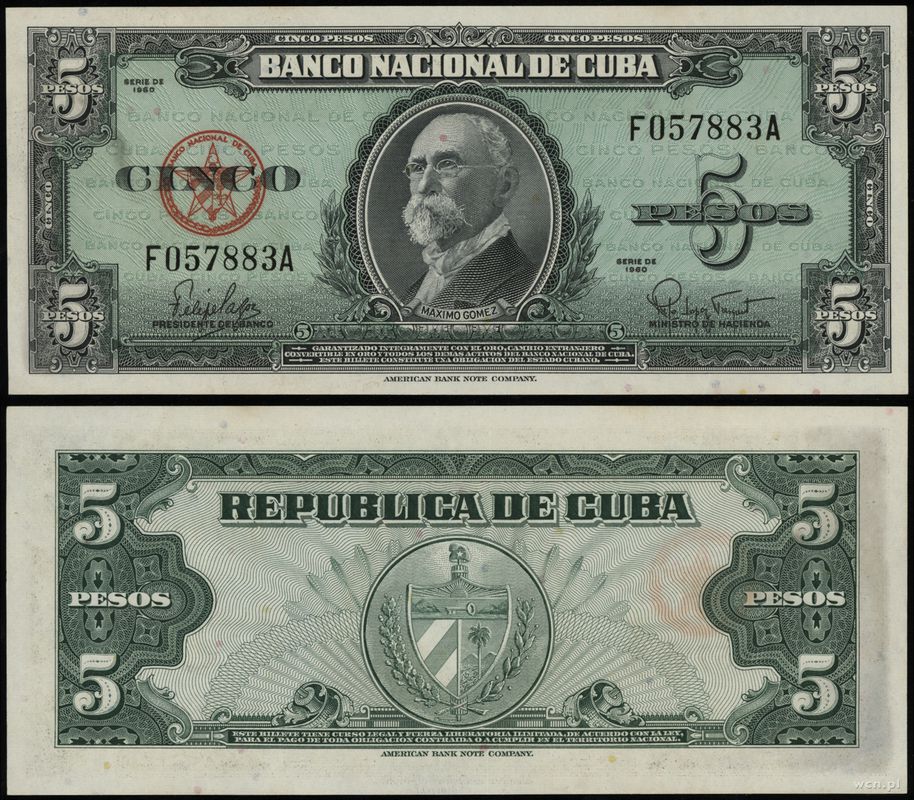 Kuba, 5 pesos, 1960