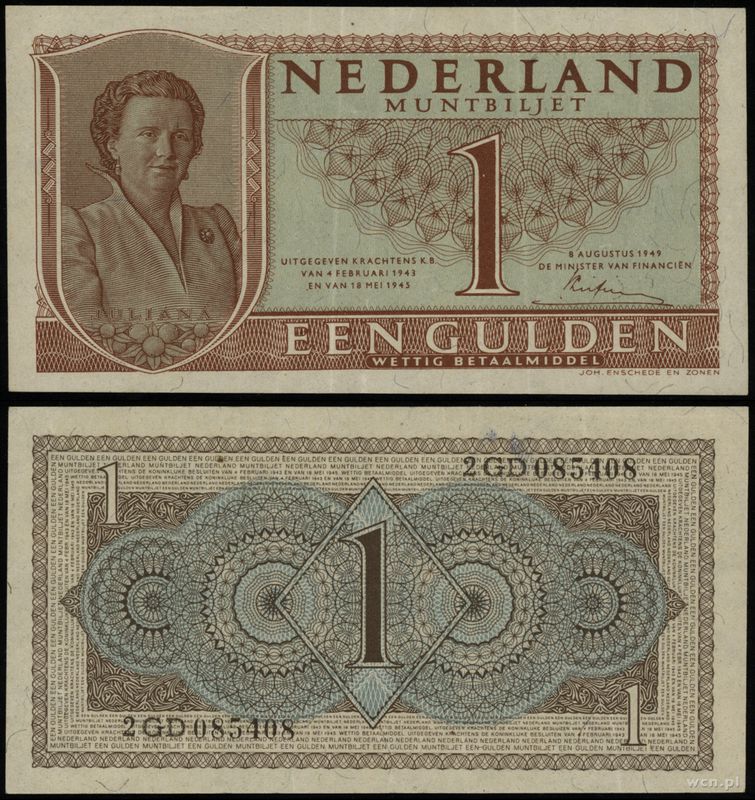 Niderlandy, 1 gulden, 08.08.1949