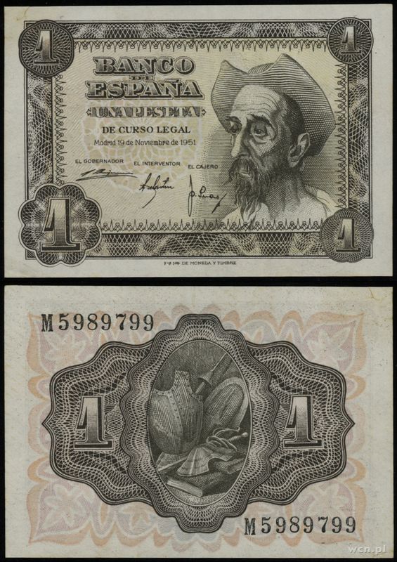 Hiszpania, 1 peseta, 19.11.1951