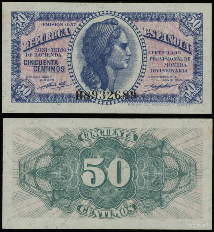 Hiszpania, 50 Céntimos, 1937
