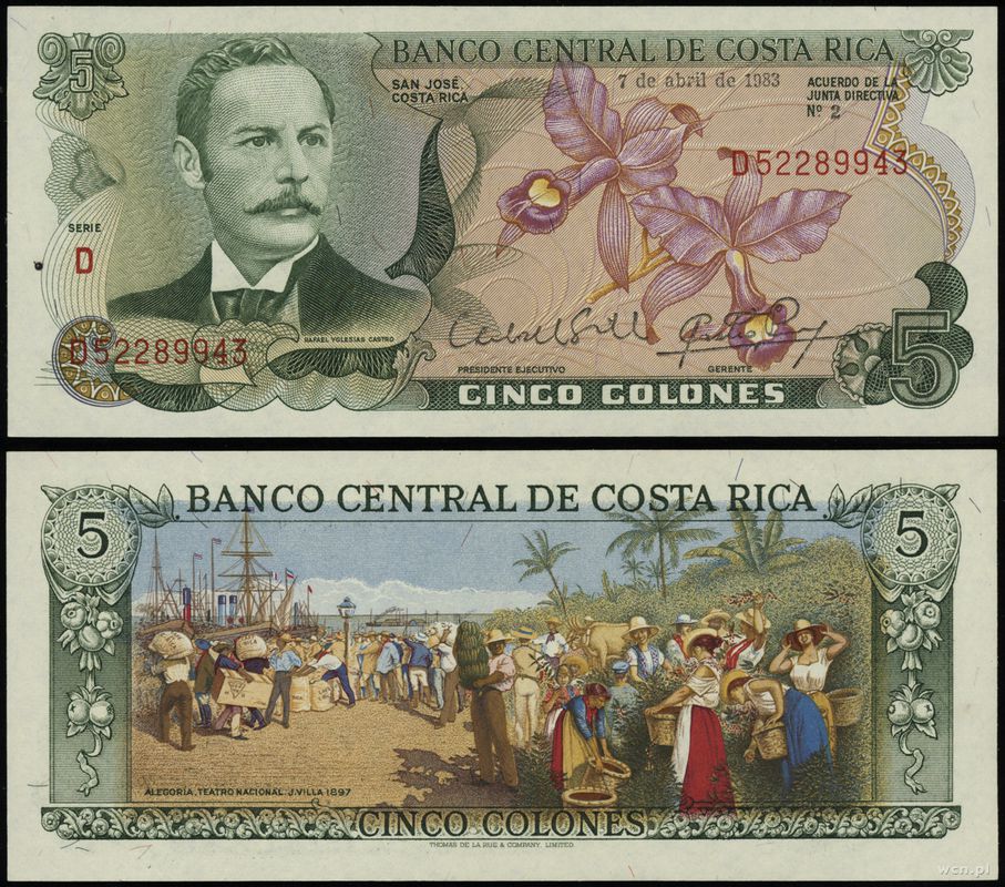 Kostaryka, 5 colones, 07.04.1983