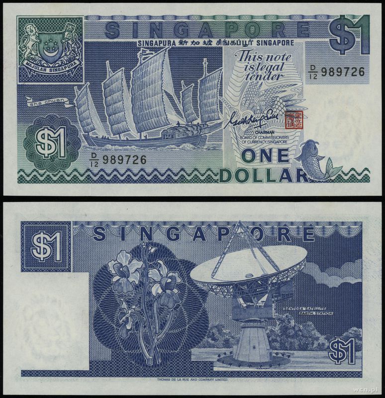 Singapur, 1 dolar, bez daty (1987)