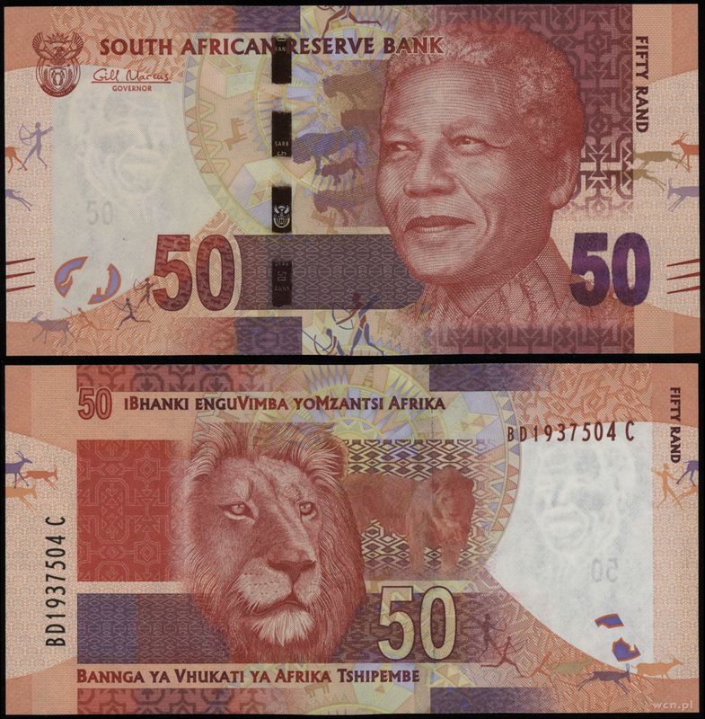 Republika Południowej Afryki, 50 randów, bez daty (2014)