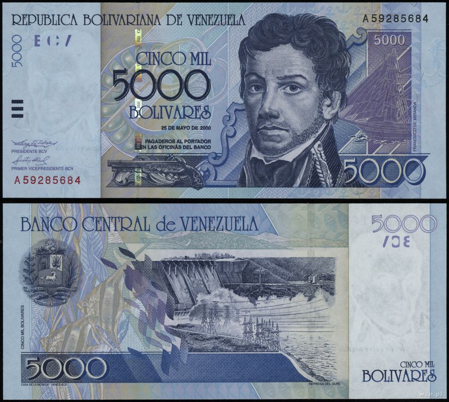Wenezuela, 5.000 boliwarów, 25.05.2000