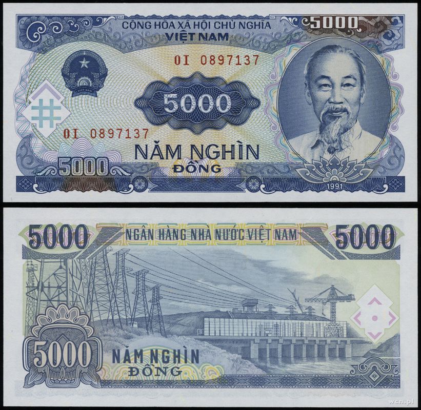 Wietnam, 5.000 đồngów, 1991