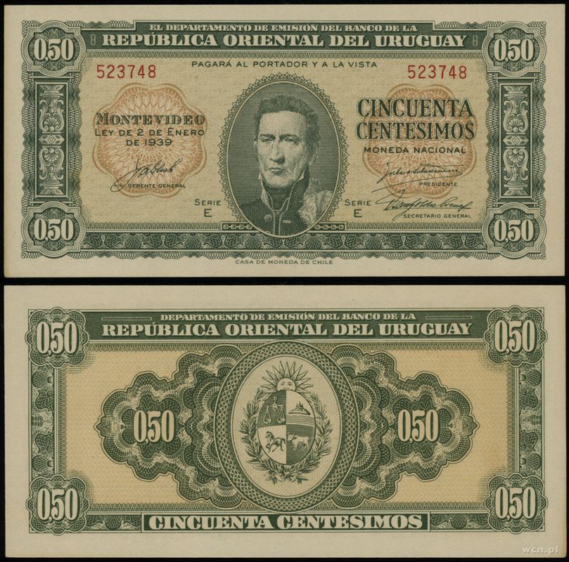 Urugwaj, 50 centesimos, 02.01.1939