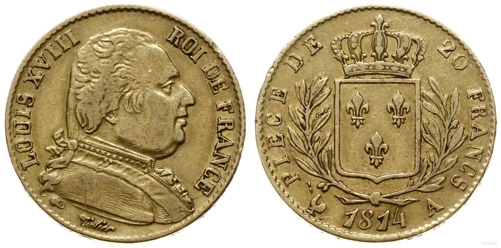 Francja, 20 franków, 1814 A