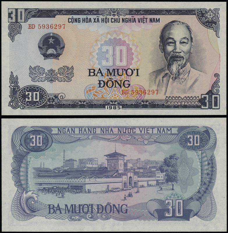 Wietnam, 30 dong, 1985