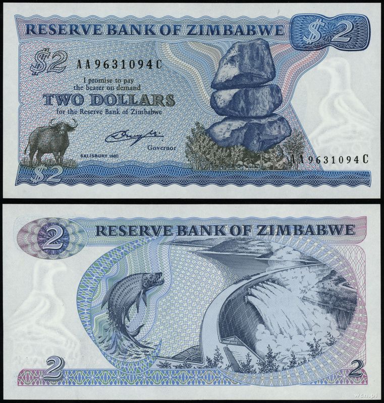 Zimbabwe, 2 dolary, 1980