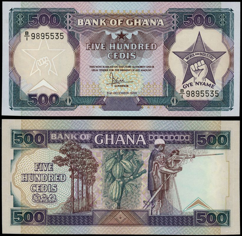 Ghana, 500 cedis, 31.12.1986