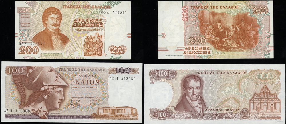 Grecja, zestaw: 100 drachm 8.12.1978 i 200 drachm 2.09.1996