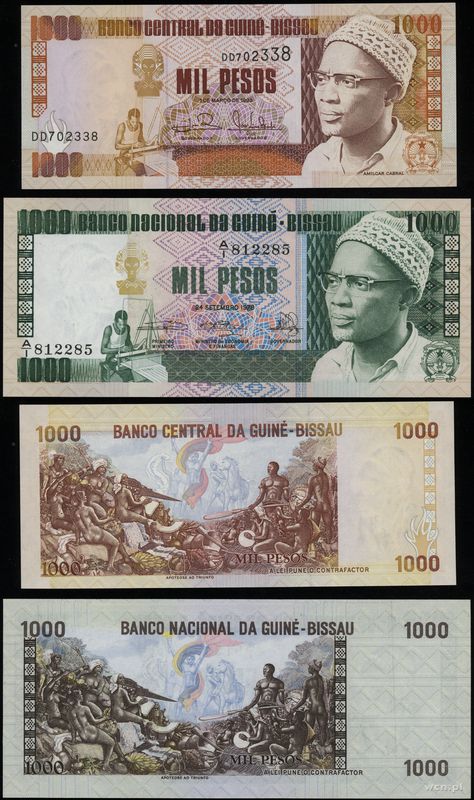 Gwinea Bissau, zestaw: 1.000 pesos 1978 i 1.000 pesos 1993