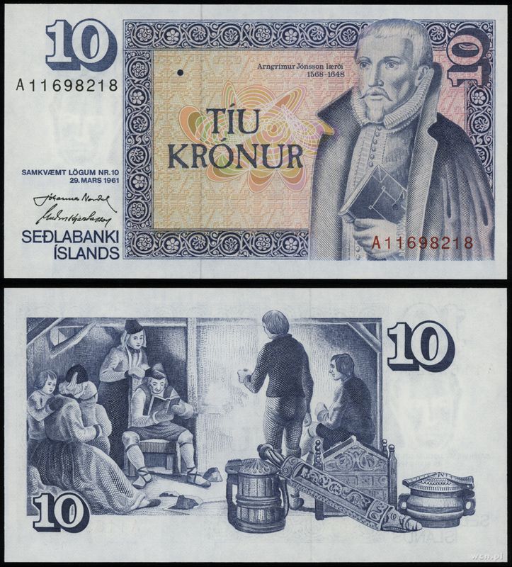 Islandia, 10 koron, 29.03.1961 (1981)