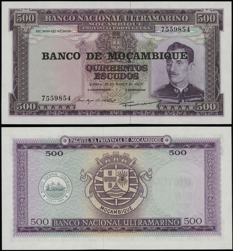 Mozambik, 500 escudos, 22.03.1967 (1976)