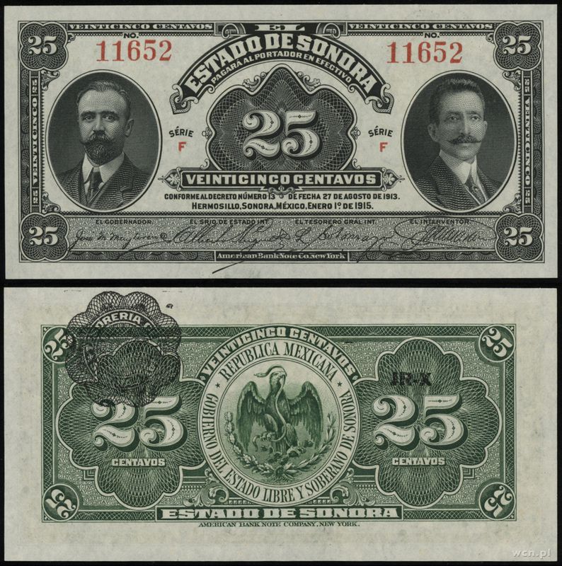Meksyk, 25 centavos, 1.01.1915