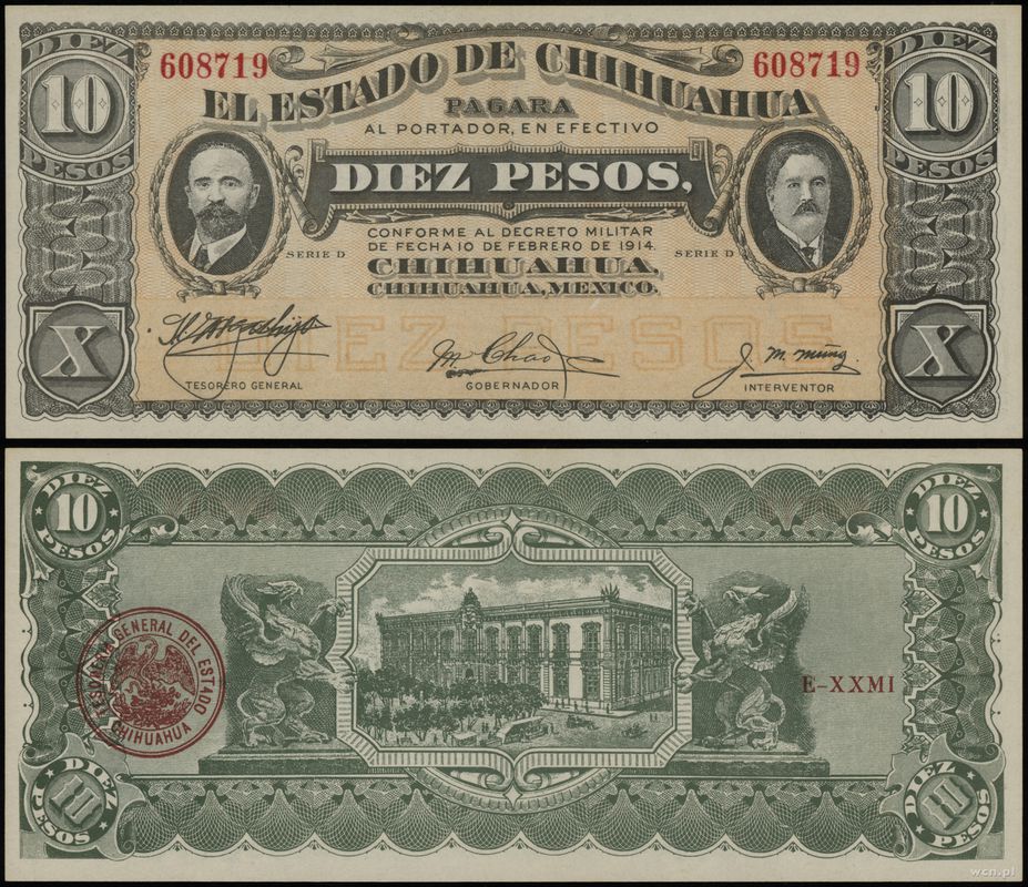 Meksyk, 10 pesos, 10.02.1914