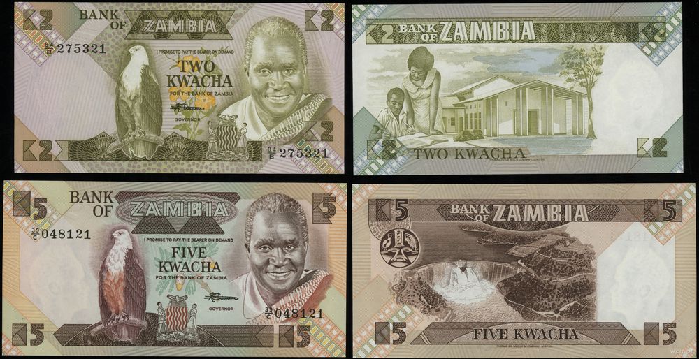 Zambia, zestaw: 2 i 5 kwacha, 1980–1988