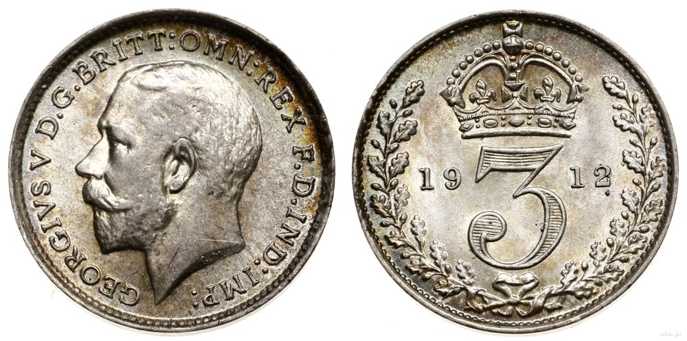 Wielka Brytania, 3 pensy, 1912