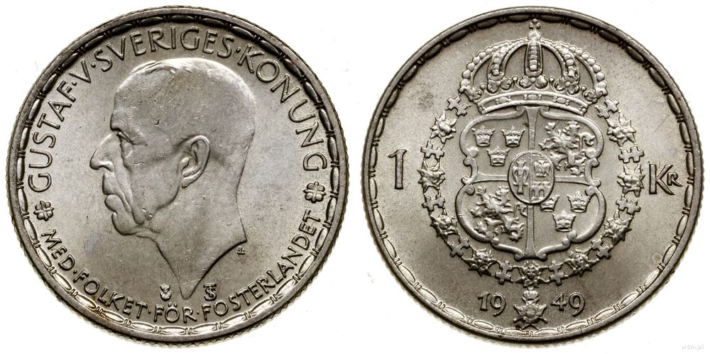 Szwecja, 1 korona, 1949