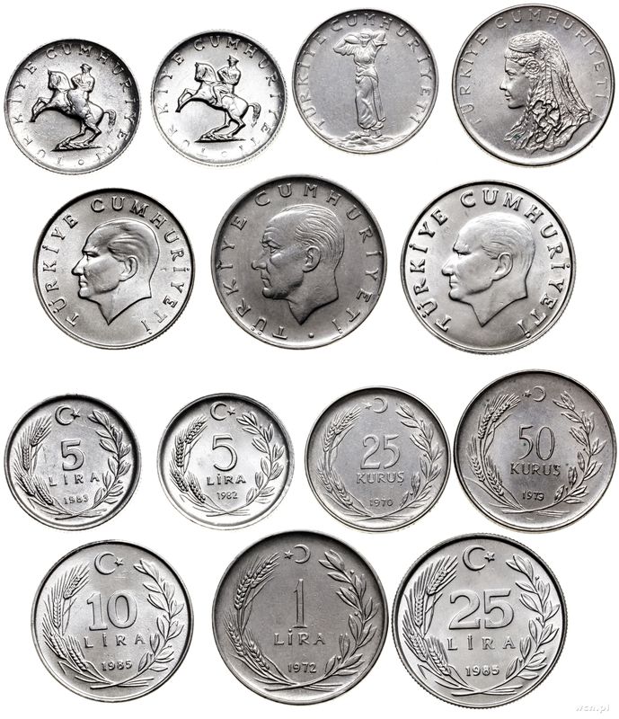 Turcja, zestaw 7 monet