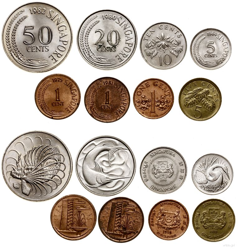 Singapur, zestaw 8 monet