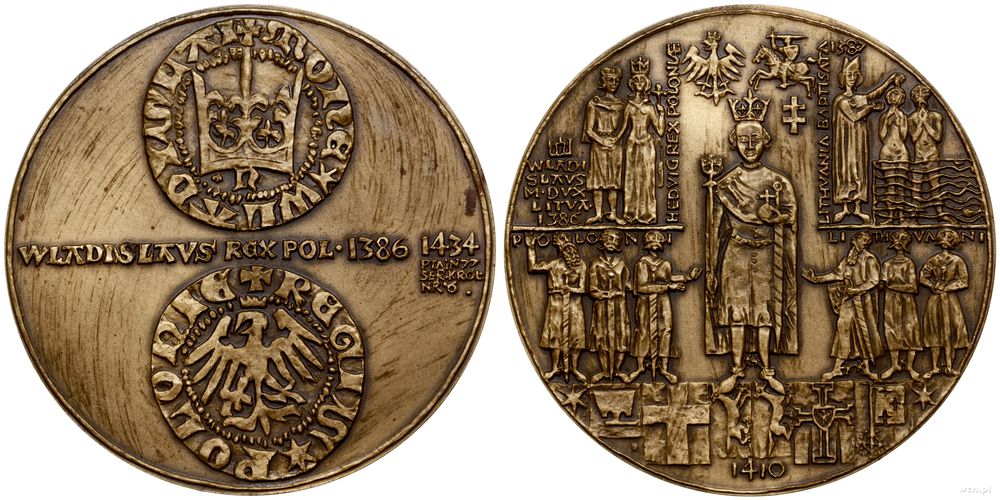 Polska, medal z serii królewskiej PTAiN – Władysław Jagiełło, 1977